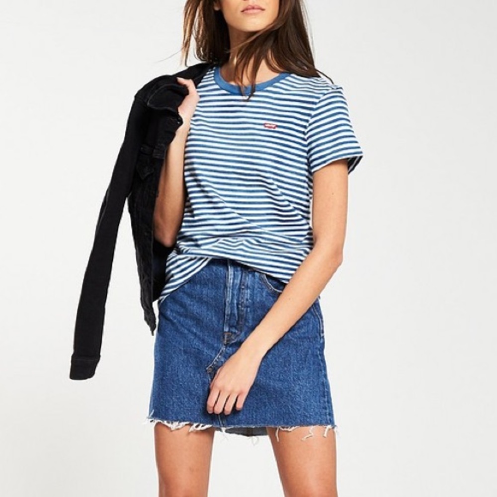 Levi’s Premium High-Rise Deconstructed Mini Skirt - Picture 2 of 9